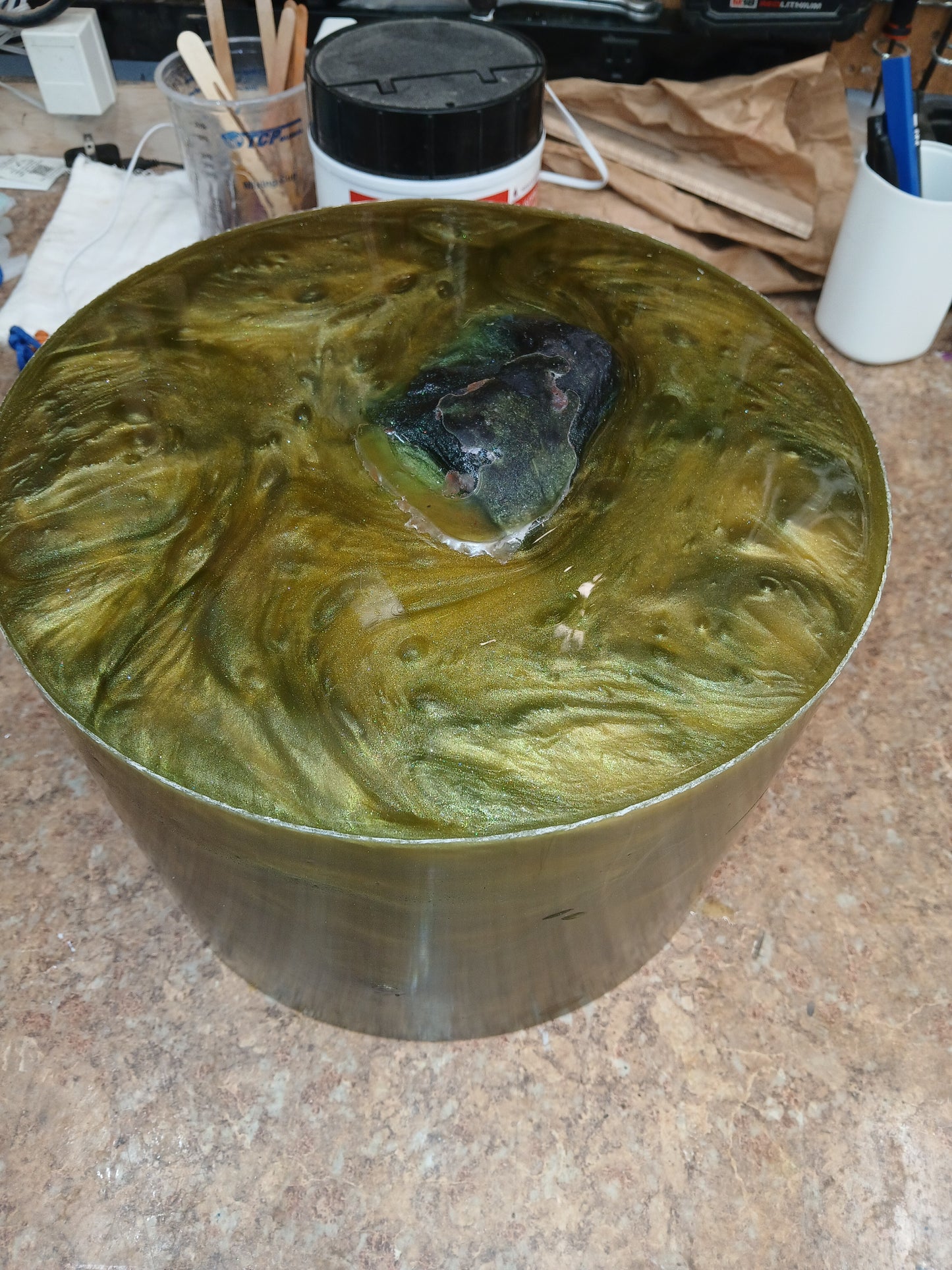Juniper Burl wood and resin bowl