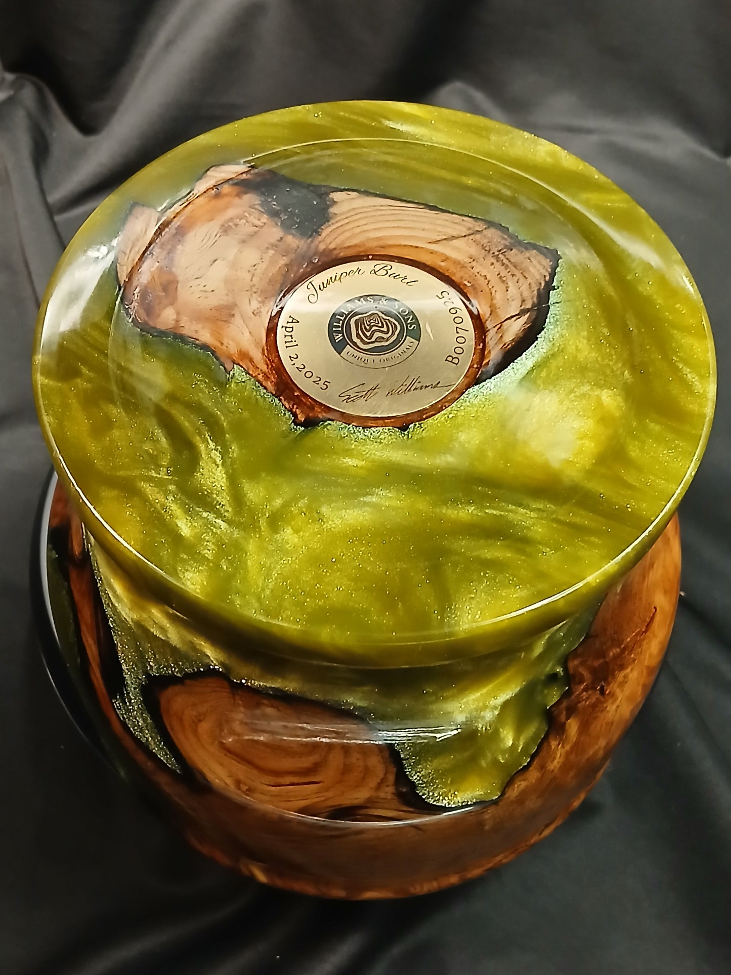 Juniper Burl wood and resin bowl