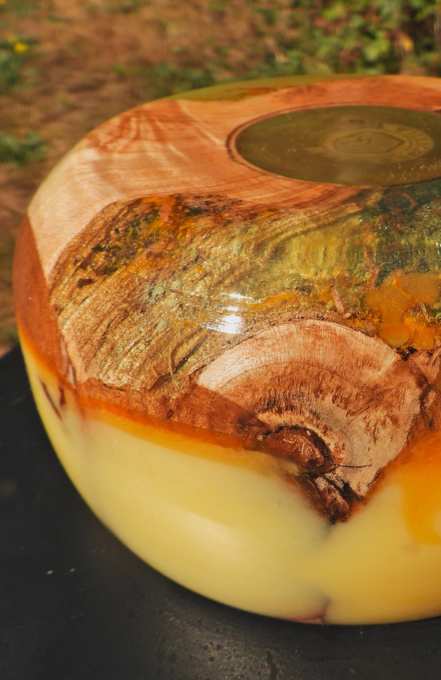Dandelion Honey Maple Burl and Resin Bowl