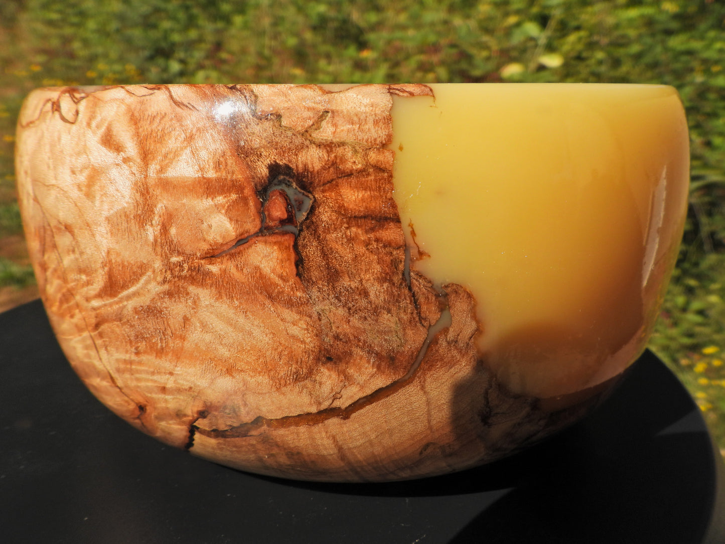 Dandelion Honey Maple Burl and Resin Bowl