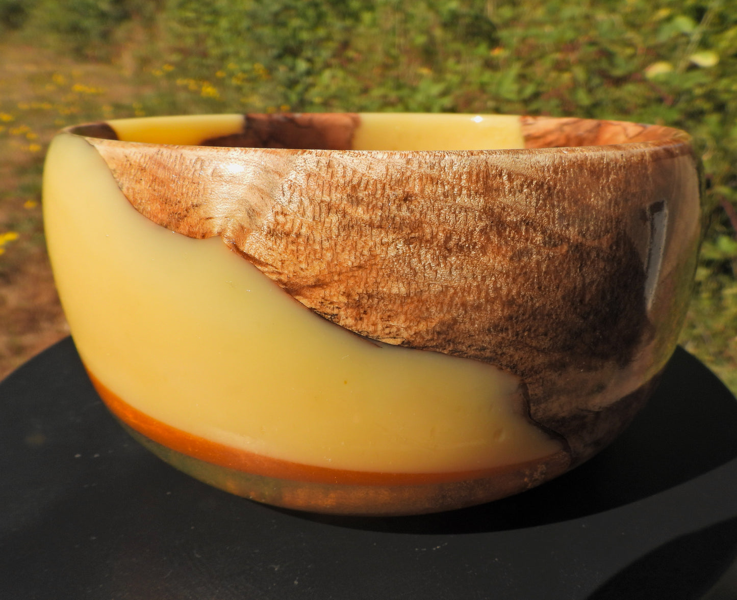 Dandelion Honey Maple Burl and Resin Bowl