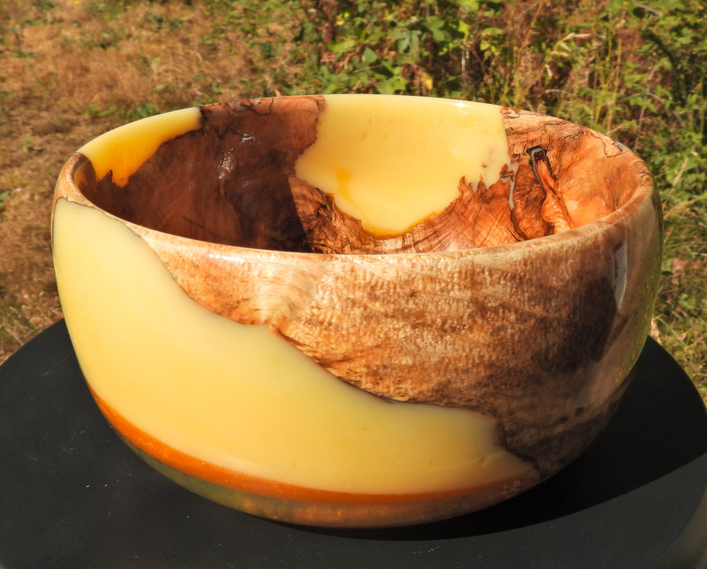 Dandelion Honey Maple Burl and Resin Bowl