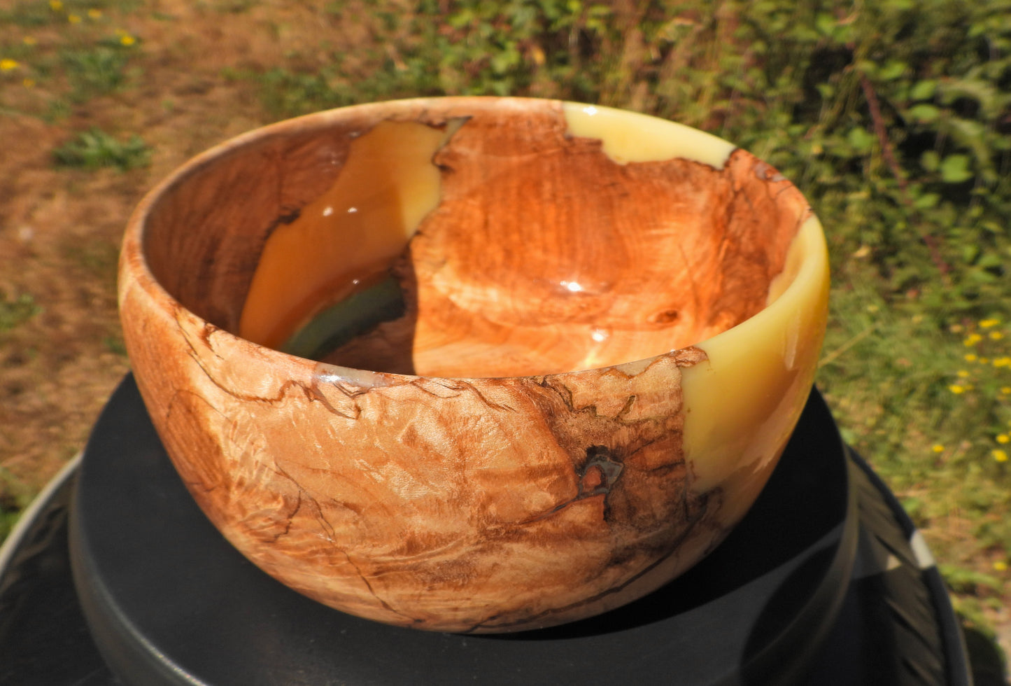 Dandelion Honey Maple Burl and Resin Bowl