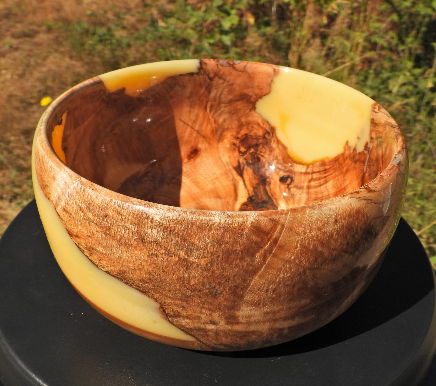 Dandelion Honey Maple Burl and Resin Bowl