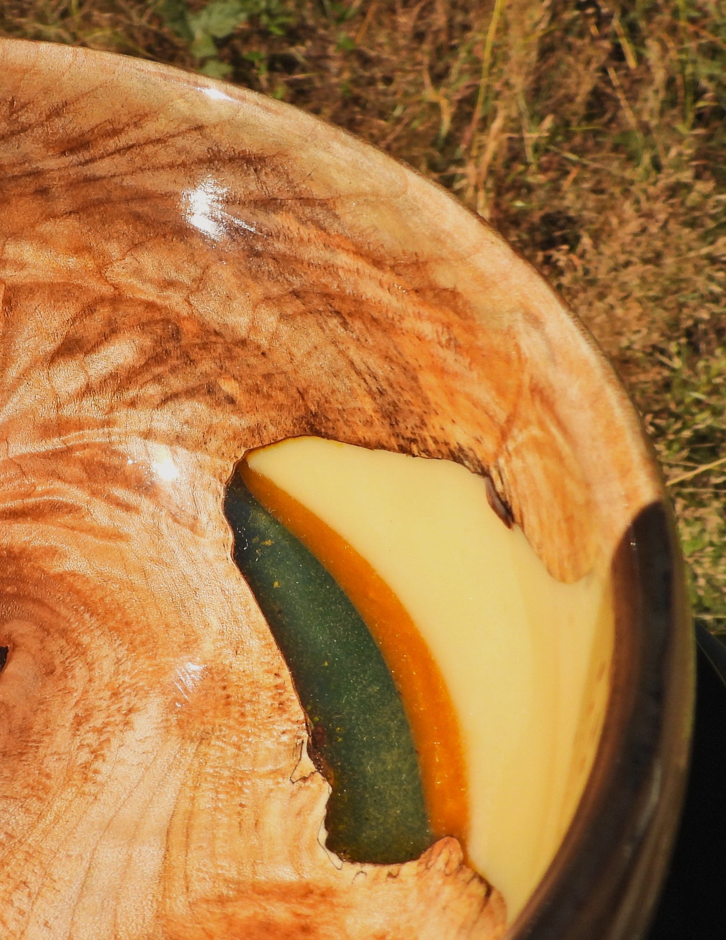 Dandelion Honey  Maple Burl and Resin Bowl