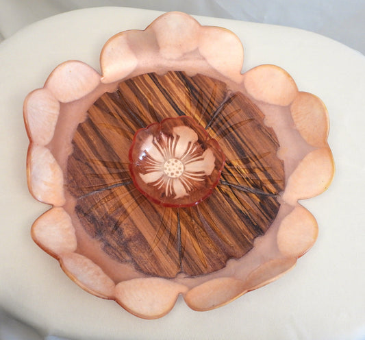 "Petals"  Wood and resin serving tray
