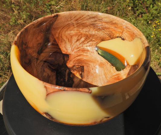 Dandelion Honey  Maple Burl and Resin Bowl